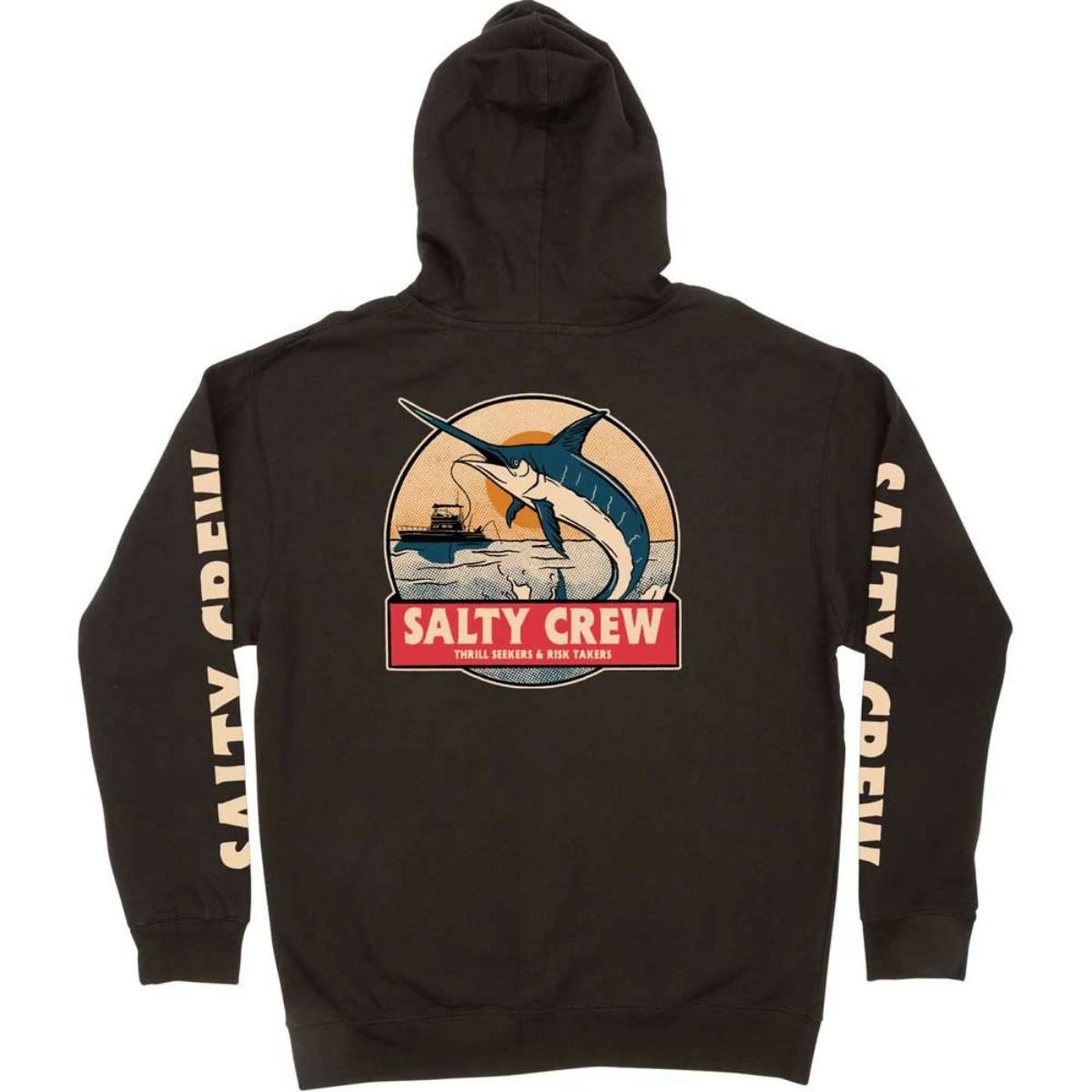 Salty Crew Deep Drop Fleece Hoodie Black - Image 2